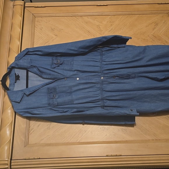 Fashion to Figure Pants - Fashion 2 figure Blue Medium wash chambray jean jumpsuit. Size 2X